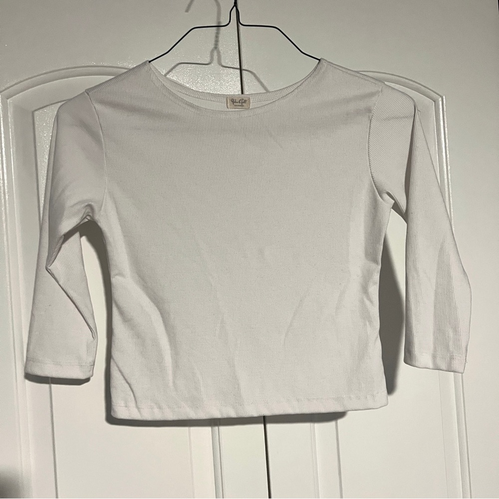 John Galt White Half Sleeve Cropped Shirt
